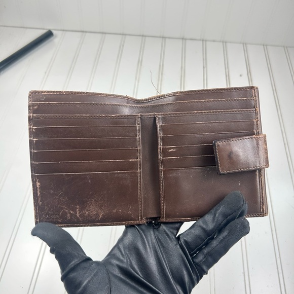 Gucci Vintage Brown Leather Canvas GG Bifold Wallet - Picture 4 of 9